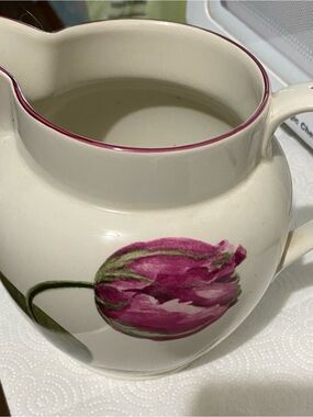 Laura Ashley Cream Pitcher with Pink Tulip Accent